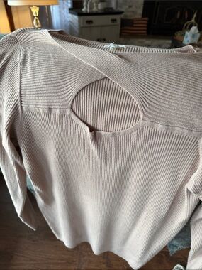 Maurices Camel Ribbed Cutout Sweater